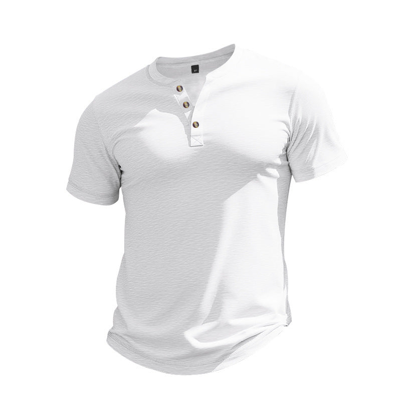 Casual short sleeve Henley T-shirt for men in breathable material Lune London
