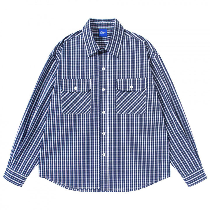 Men's loose-fitting checkered shirt with double breast pockets Amarae