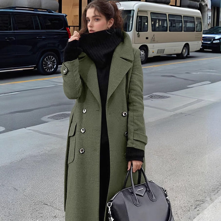Ladies Classic Double-Breasted Wool Coat Amarae