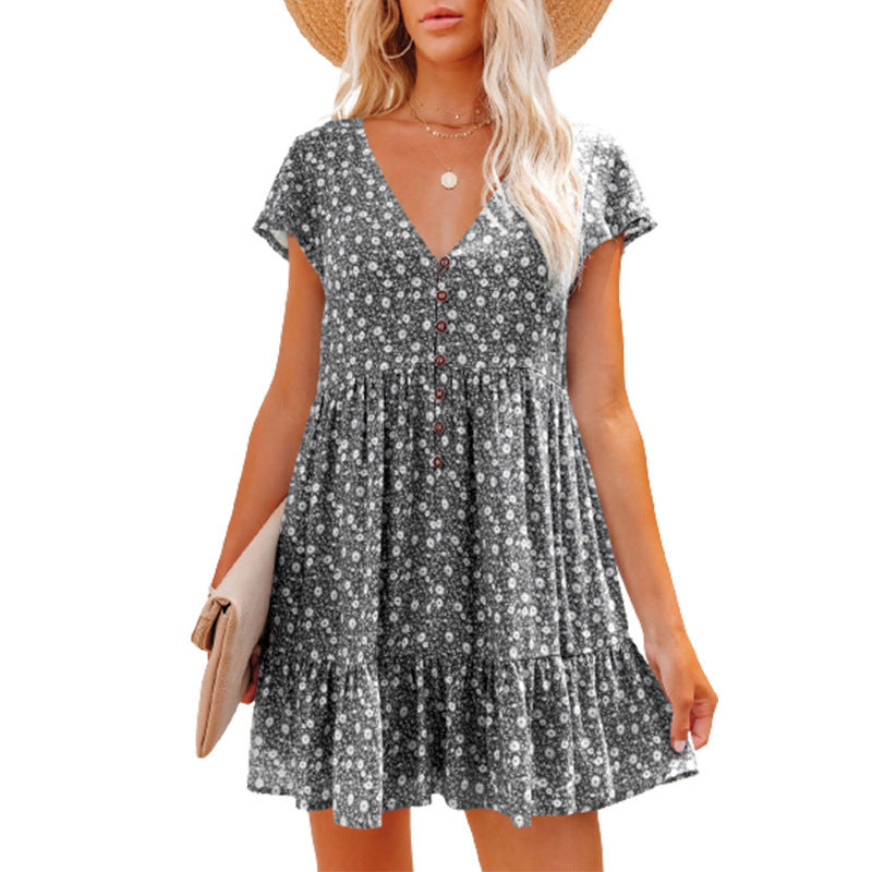 Summer dress for women with floral patterns and button details Lune London