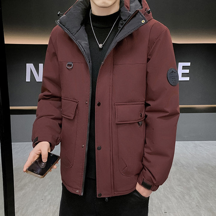 Men's Padded Short Parka with Hood windproof water-repellent and multifunctional pockets Amarae