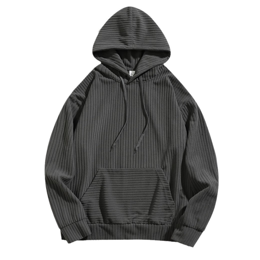 Casual hooded sweatshirt for men with ribbed design and practical pockets Lune London