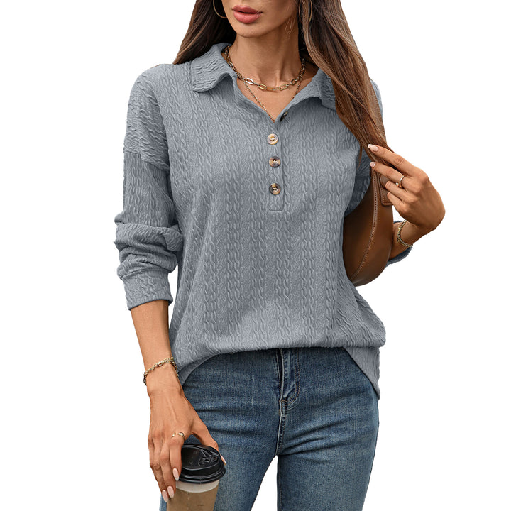 Lune London Textured Button Design Long Sleeve Shirt for Women