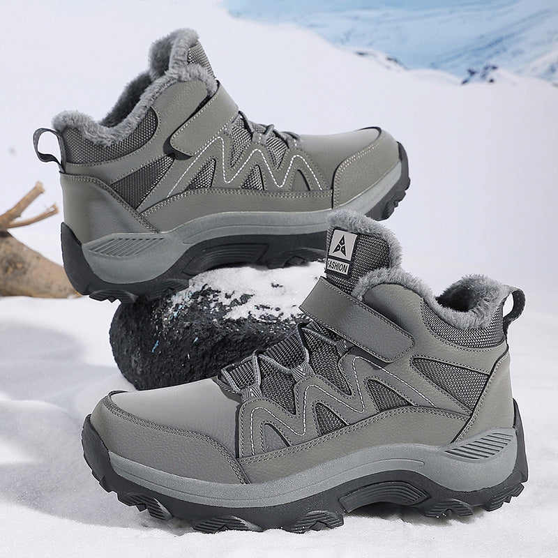 Men Insulated Winter Trekking Boots with Thermal Lining, Velcro Closure, and Traction Off-Road Profile Sole Amarae