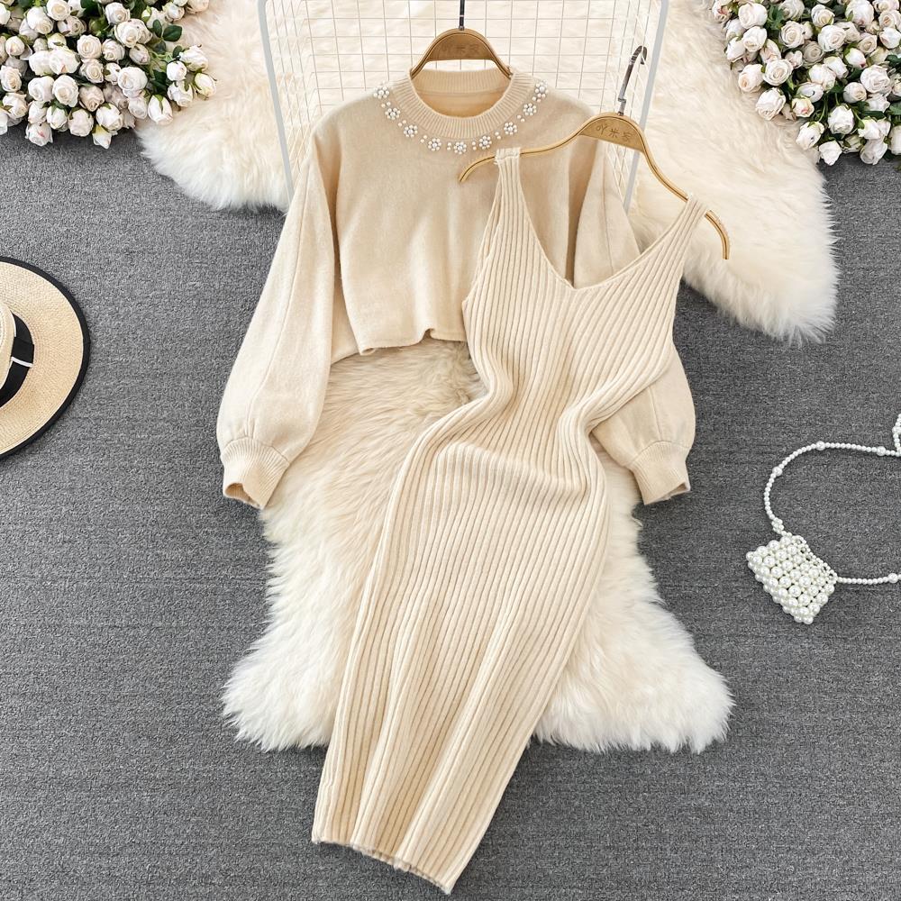 Robe en tricot pour femmes avec une texture côtelée élégante et des bretelles féminines Chic & Stil