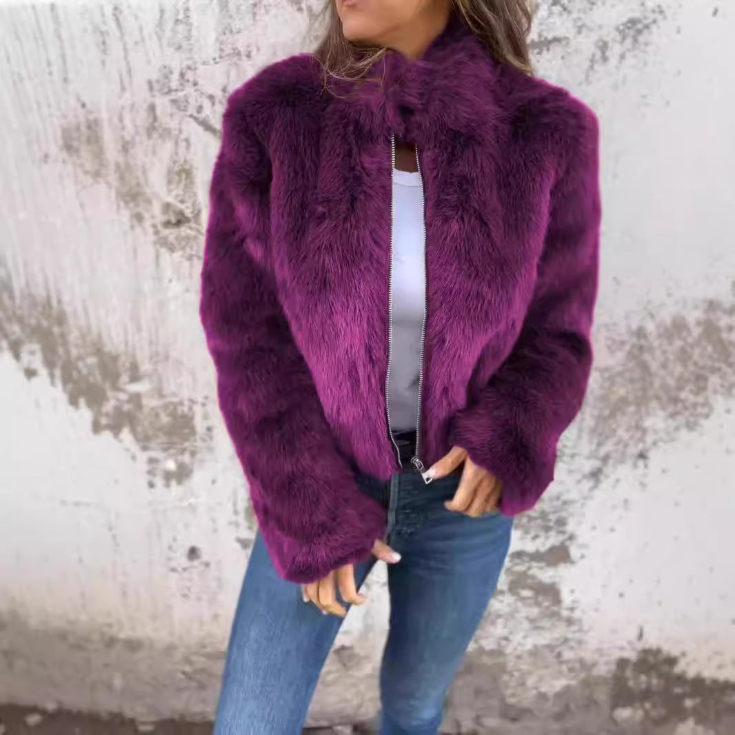 Women's Cozy Fleece Jacket with High Collar Chic & Stil