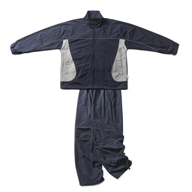 Men's Lightweight Cargo Casual Pants with Drawstring Waistband, Reflective Details, and Adjustable Leg Openings Amarae