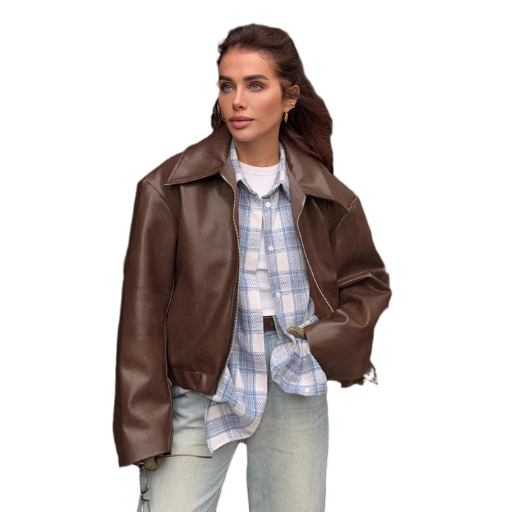 Leather jacket for women with oversized cut Amarae