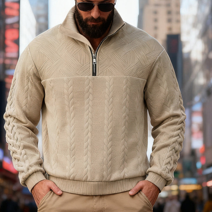 Fleece sweater for men with high collar and zipper Lune London