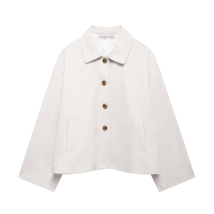 Chic jacket for ladies in soft fabric with button closure and pockets Lune London