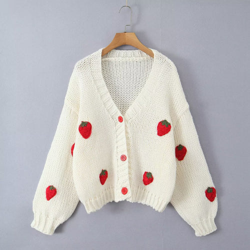 Cardigan femme avec motif fraise Chic & Stil
