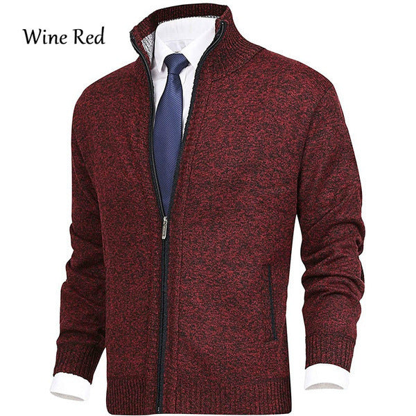 Men's knit jacket with high collar and stylish contrasting details Lune London