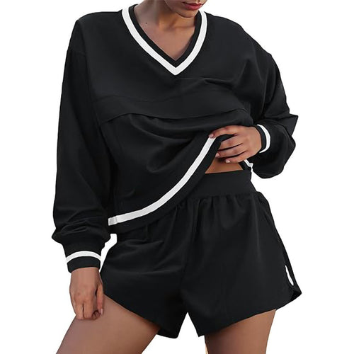 Ladies V-neck sports top with shorts Amarae