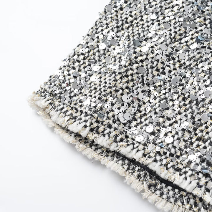 Women's short jacket in bouclé style with sequin trim and mother-of-pearl buttons Amarae