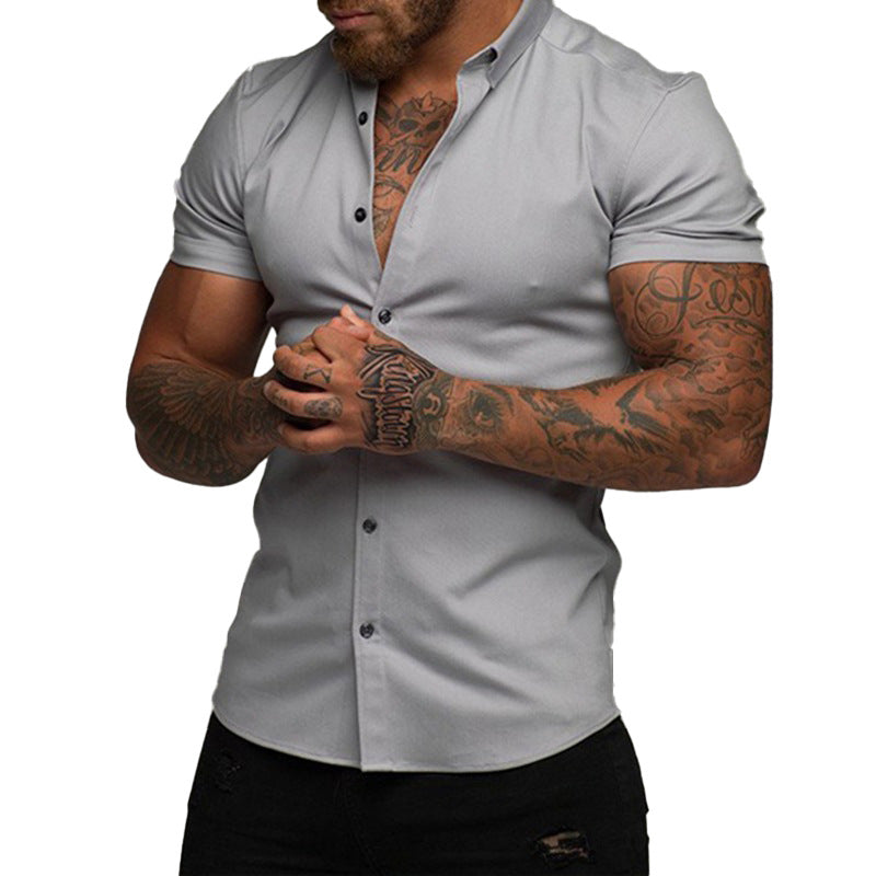 Short sleeve men's shirt in breathable cotton blend with modern button details Lune London