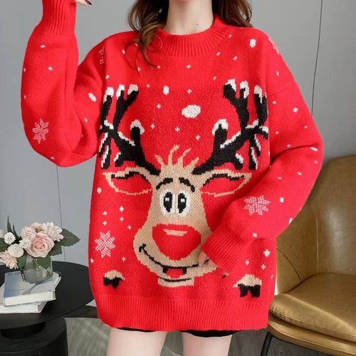 Christmas women's sweater with a unique reindeer pattern Amarae