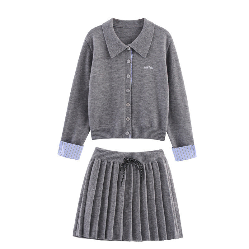 Women's set consisting of a cardigan and a skirt with an elegant pleated look Lune London