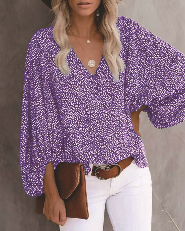 Blouse woman with wide sleeves and a floral pattern Lune London
