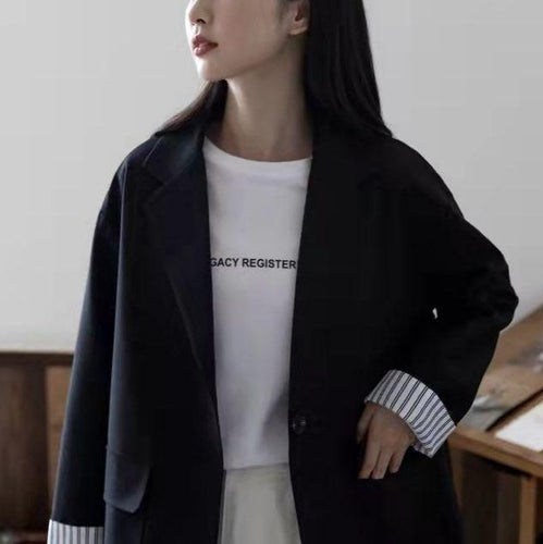 Blazer long décontracté pour femmes avec revers classiques Chic & Stil