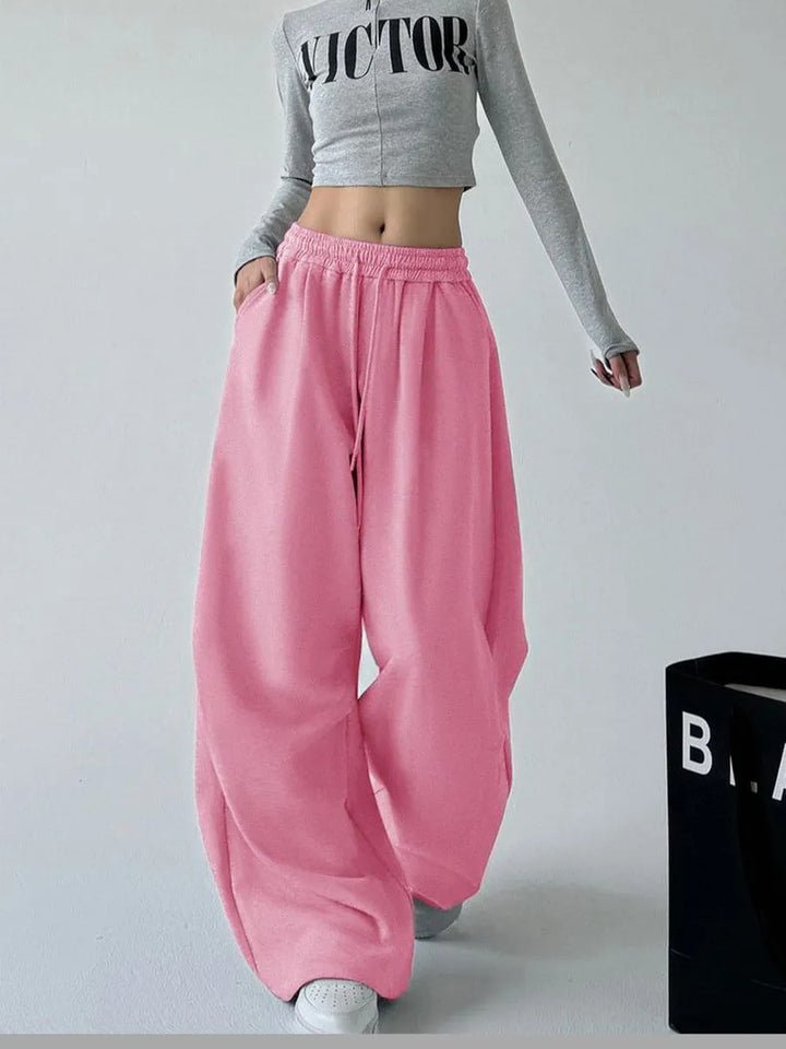 Wide women's jogger pants with elastic waistband Lune London