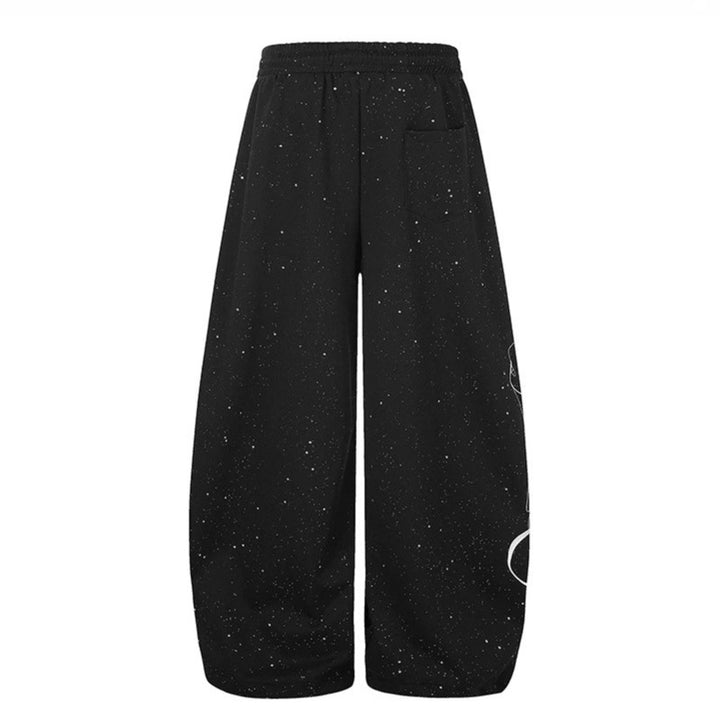 Women Extra Wide Palazzo Sweatpants with Comfort Waistband and Glitter Detail