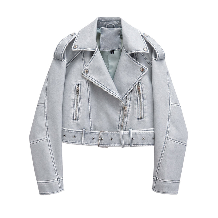 Ladies trendy biker jacket in denim Lune London