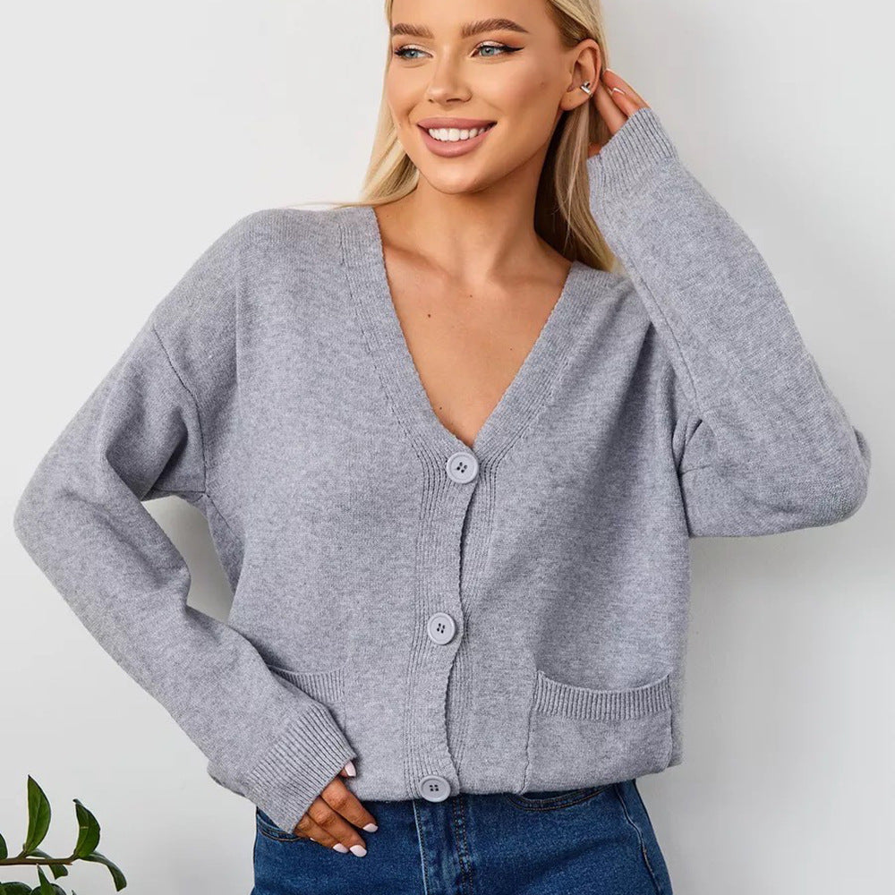 Cardigan en tricot épais pour femmes avec décolleté en V plongeant et poches pratiques Chic & Stil