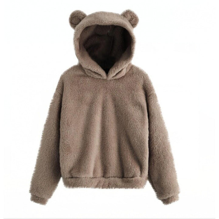 Women's Cozy Teddy Fleece Hoodie with Bear Ears and Oversized Fit Amarae
