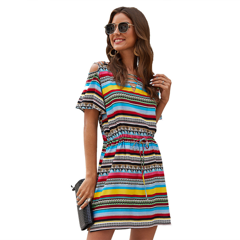 Casual dress for women with elastic waist tie and side pockets Lune London