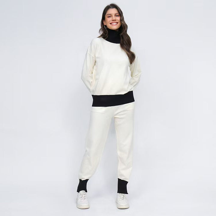 Comfortable knit loungewear set for women with high collar and elastic cuffs Lune London