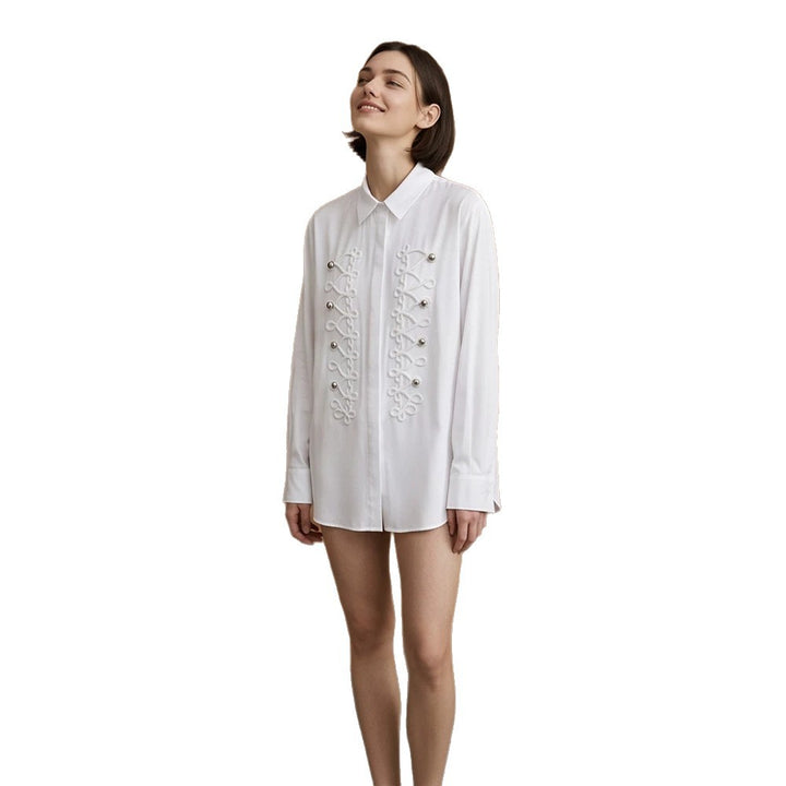 Women's Embellished Blouse with Decorative Cord Application Amarae