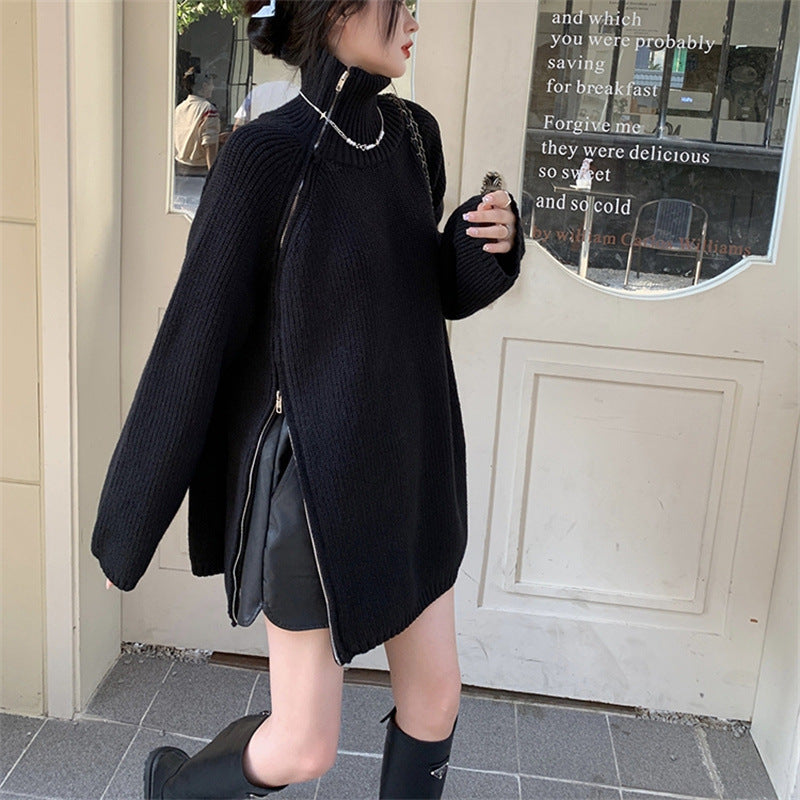 Pull en tricot oversize pour femmes avec col montant Chic & Stil
