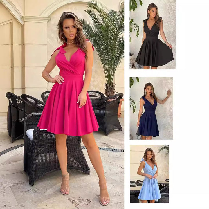 Woman flattering A-line wrap dress Lune London