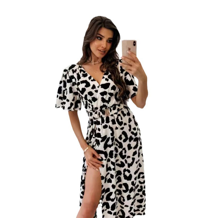 Women Luxury Printed Leopard Maxi Dress Lune London
