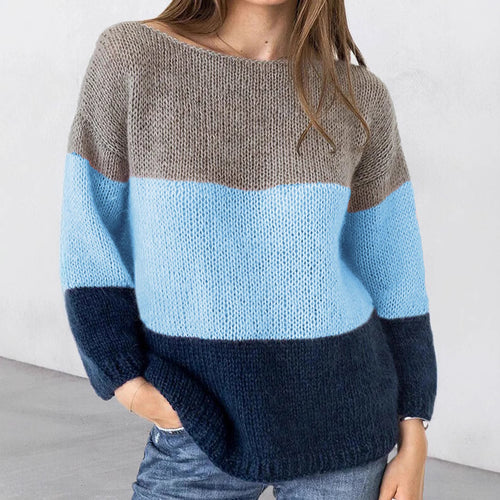 Casual striped sweater for women with wide neckline Amarae