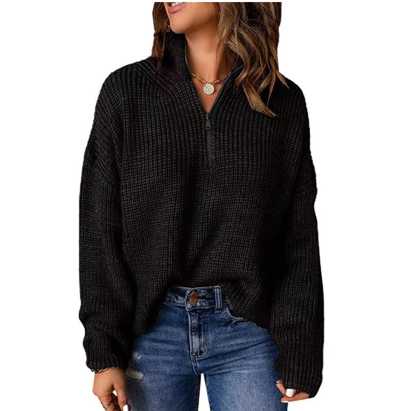 Knit sweater for women with short zipper Lune London