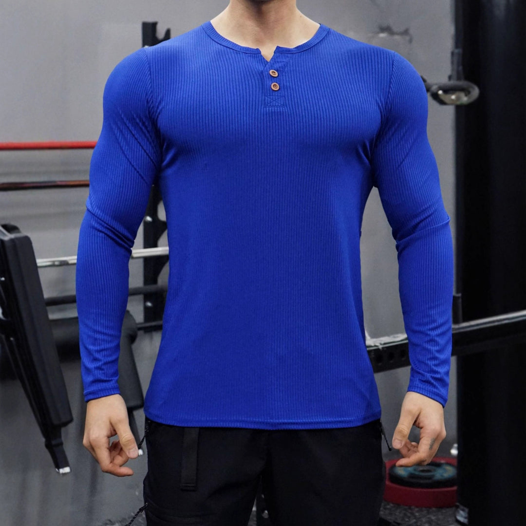 Men's long sleeve shirt with ribbed structure and button placket Lune London