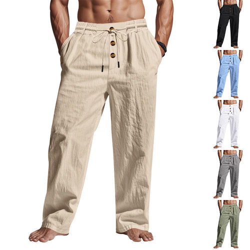 Comfortable and airy linen pants for men with elastic waistband and practical pockets Amarae
