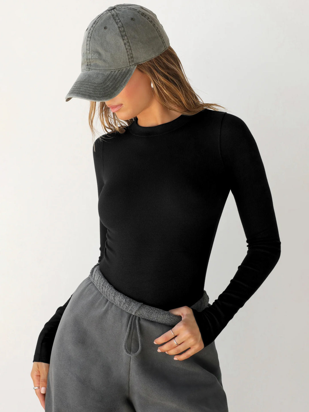 Women Fitted Long Sleeve Shirt with Fashionable Rib Design Lune London