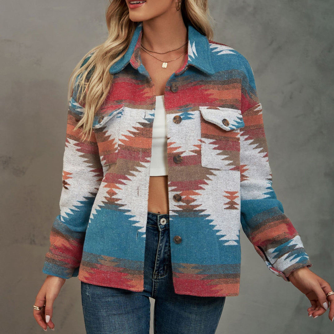 Summer shirt for women in high-quality wool blend with a trendy pattern and practical pockets Amarae