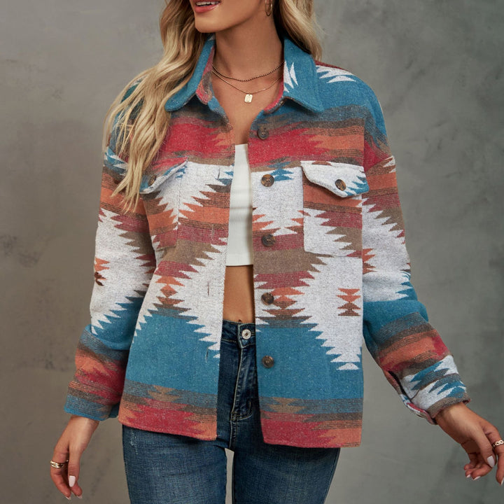 Summer shirt for women in high-quality wool blend with a trendy pattern and practical pockets Amarae