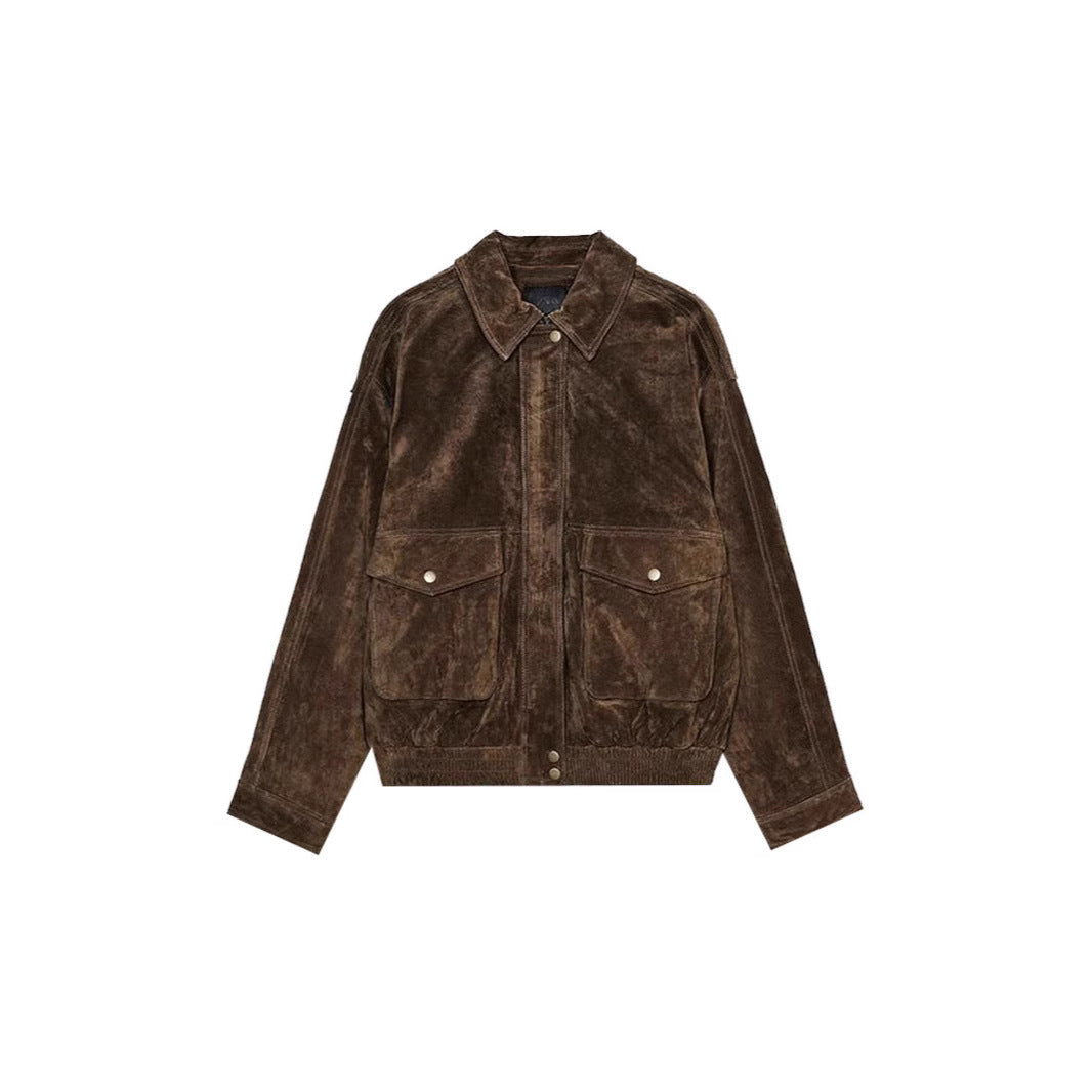 Leather jacket for women with two large pockets and a practical zipper Lune London