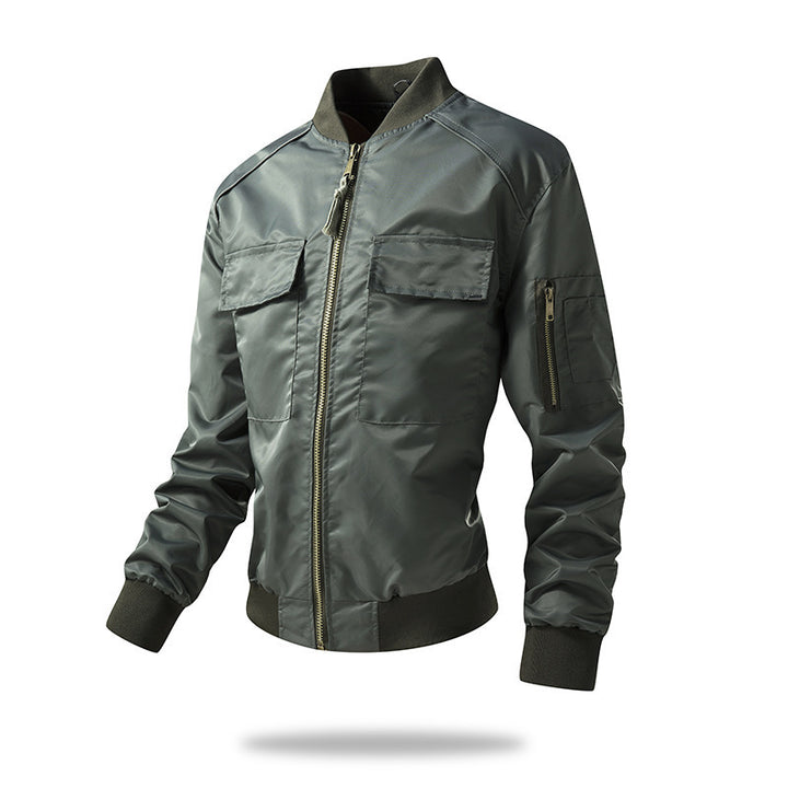 Lightweight bomber jacket for men with multifunctional pockets and elastic edges Lune London