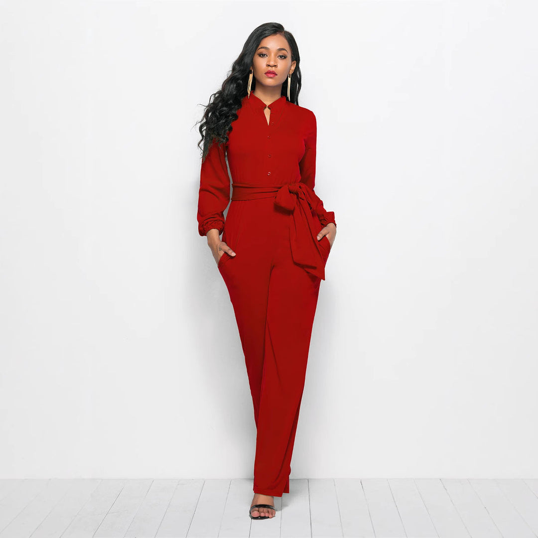 Ladies Elegant Jumpsuit with Tailored Cut and Long Sleeves Lune London