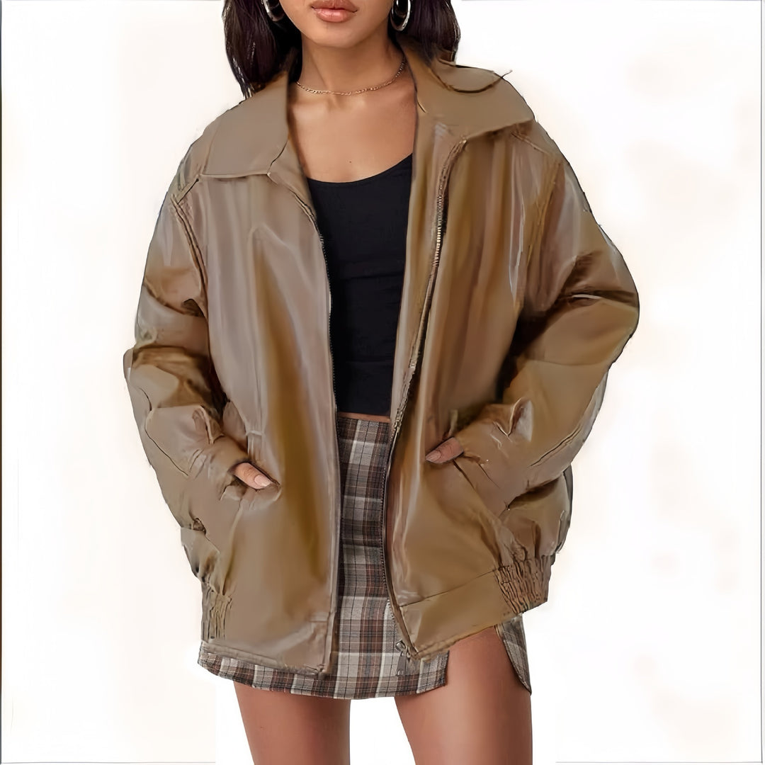 Women oversized transitional jacket with modern chic cut and style