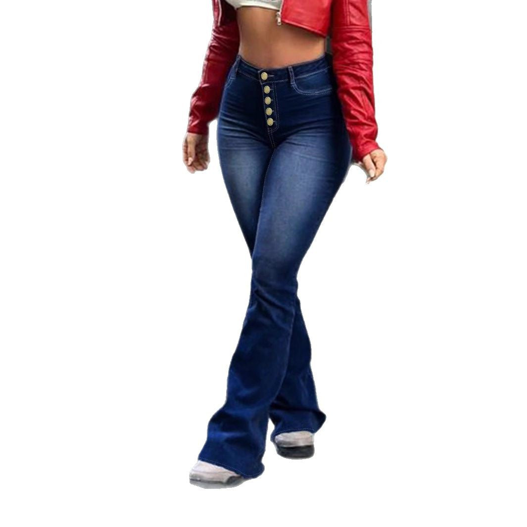 Women High-Waisted Sculpting Flared Jeans with Shaping Seam Design Amarae