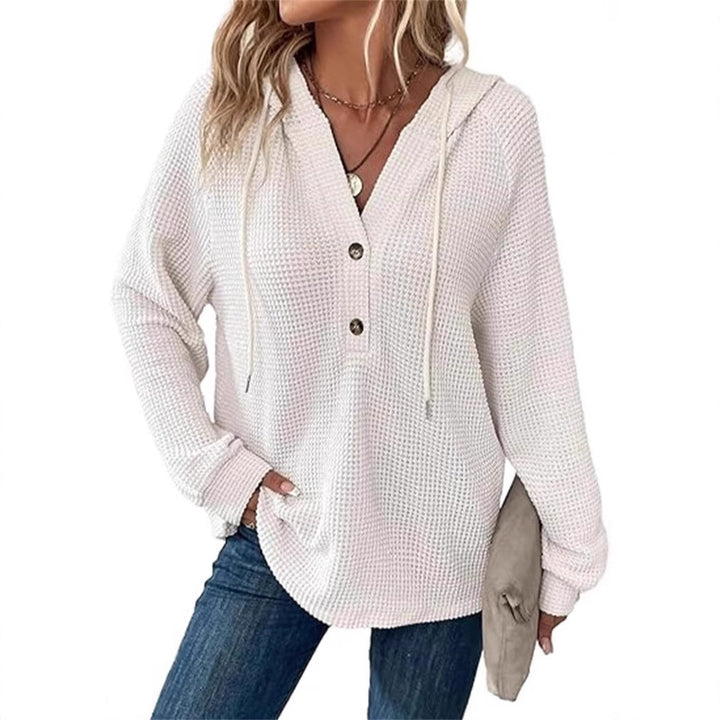 Ladies hooded sweatshirt in waffle texture Amarae