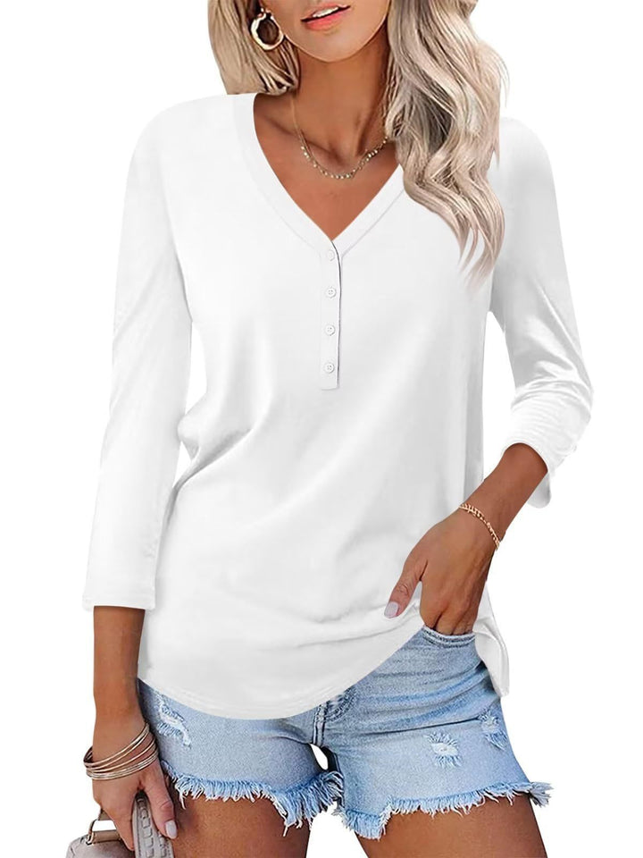 Chemise à manches longues pour femmes col en V Chic & Stil