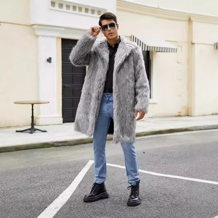 Luxurious faux fur coat for men with wide collar Lune London