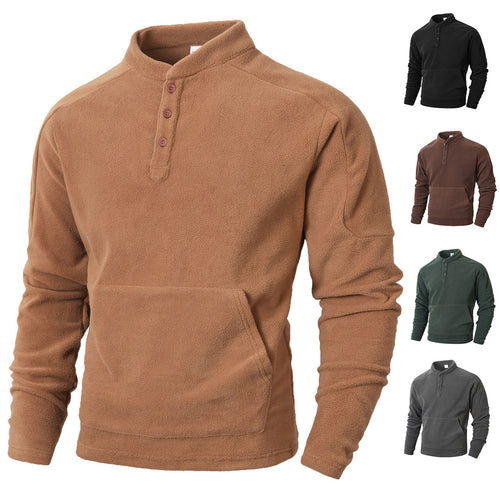 Cozy fleece sweater for men with button placket Amarae